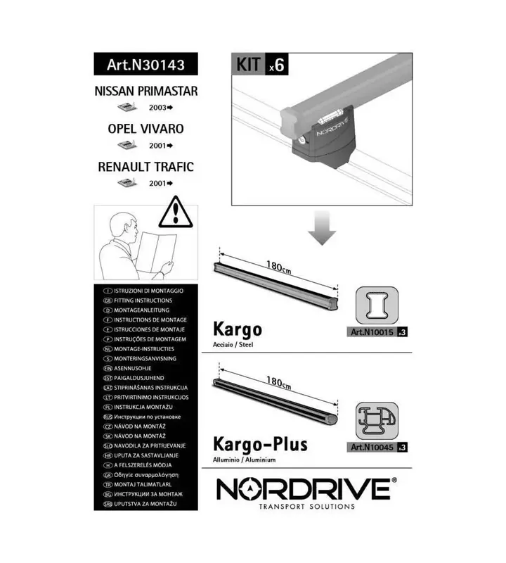 Kit attacchi per barre auto portatutto renault trafic 01 nissan primastar 03 n30143 Ultimissimo Modello