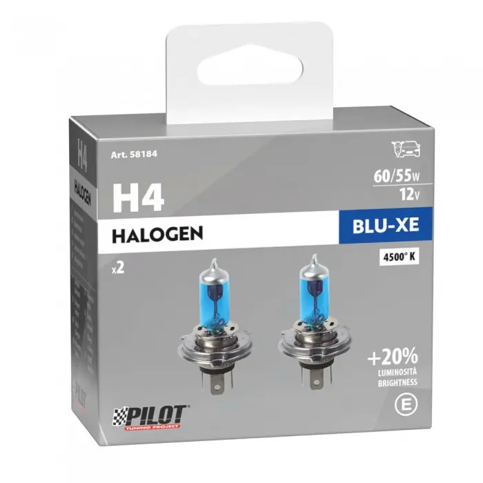 Bestseller Lampada alogena Pilot Blu-Xe 12V - H4 Ultra-Bianco