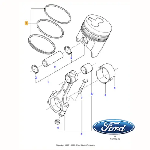 1039340 FORD - KIT FASCE ELASTICHE SERIE SEGMENTI STANTUFFI STD TRANSIT Prezzo Basso