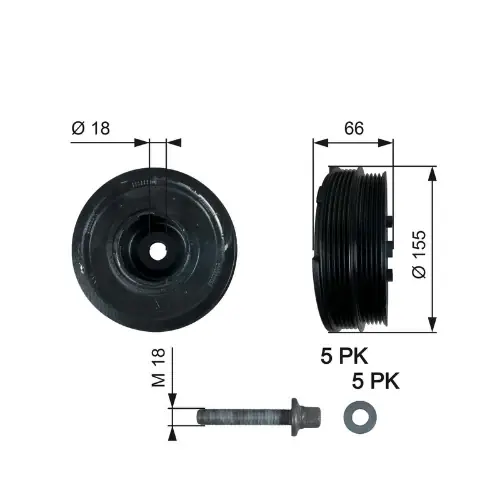 TVD1037A GATES - PULEGGIA ALBERO MOTORE BMW MINI 11232247565 Ultime Pezzi