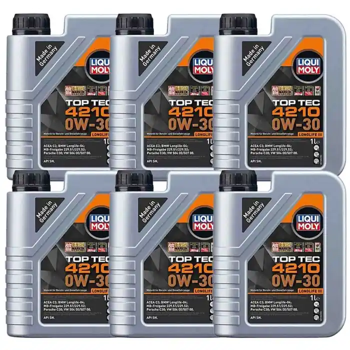 Liqui Moly 21604 Olio Motore 0w30 Acea C3. Top Tec 4210 Con Specifiche Longlife Iii. Confezione 6 Litri Compra Oggi Stesso