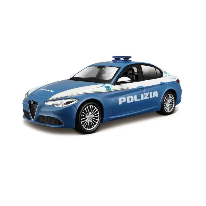 Auto Polizia Alfa Romeo Giulia/stelvio Assortite Burago Scala 1:24 Scatola Vetrina Modellini In Metallo Popolare
