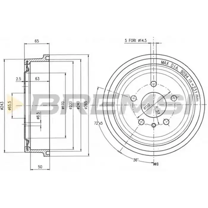 Offerta Tamburo Freno Posteriore Opel Vectra B (j96) Cr5561 568060 Bremsi