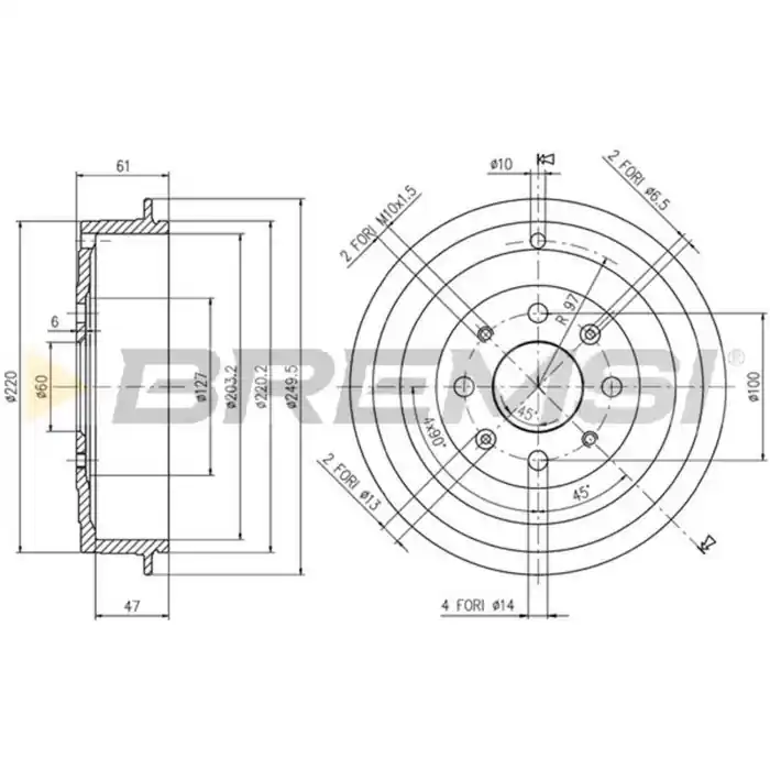 Tamburo Freno Posteriore Fiat Grande Punto Punto Punto Evo Opel Adam Corsa D Corsa D Cassone/coda Spiovente Cr5656 51827488 Prezzo Ridotto