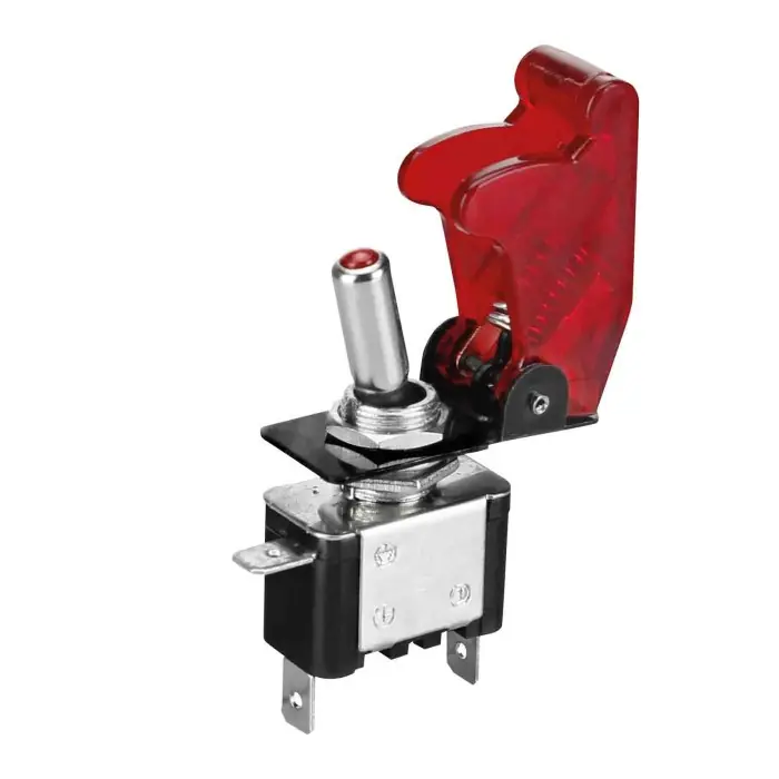 Promozione Interruttore A Leva Con Sicura In Alluminio Con Spia A Led 12/24v Rosso 20a Interruttori E Relè Cablaggio Elettrico