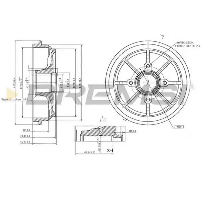 Nuovo Arrivo Tamburo Freno Posteriore Peugeot 208 I Cr5740 424750 Verniciato Bremsi