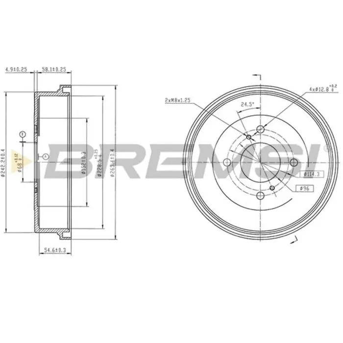 Nuova Collezione Kit Tamburi Freno Posteriore 94023500 NISSAN Bluebird Verniciato