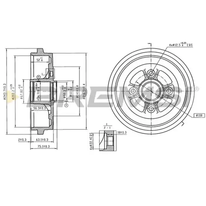 Tamburo Freno Posteriore Nissan Micra Iv Cr5755 43206-1ha0a Verniciato Bremsi Più Venduto