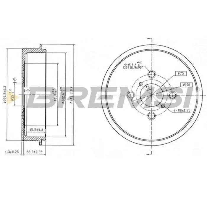 Nuovo Arrivo Kit Tamburi Freno Posteriore TOYOTA Yaris Verniciato