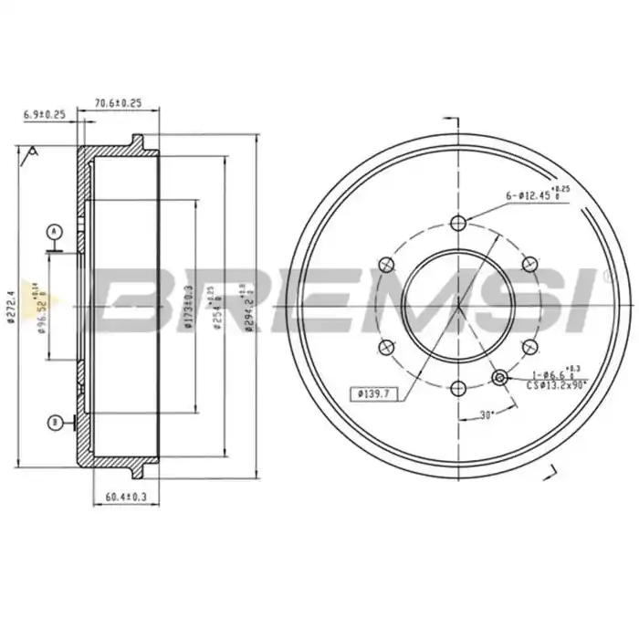 Tamburo Freno Posteriore Isuzu Trooper I Cr5821 8-94226-829-1 Verniciato Bremsi Promo Stagionale