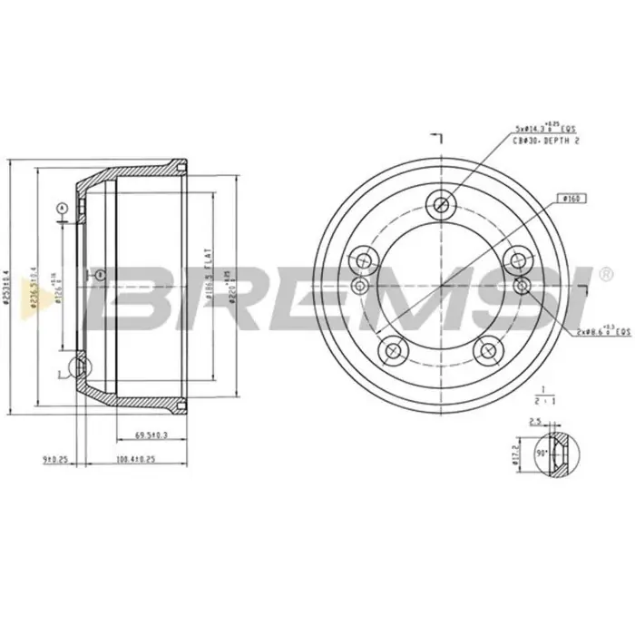Saldi Kit Tamburi Freno Posteriore KIA K2500 Verniciato