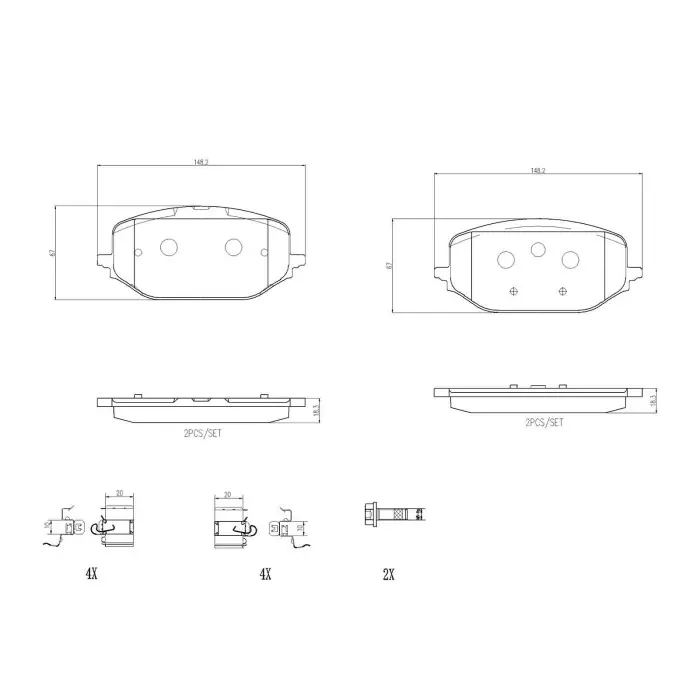 Spedizione Espresso Kit pastiglie freno, Freno a disco P 61 142 BREMBO per PEUGEOT CITROEN OPEL FIAT